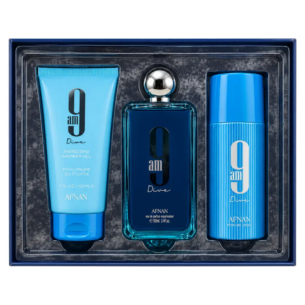 Set Afnan 9am Dive 3P 100ml + Shower Gel 150ml + Perfumed Deod 150ml