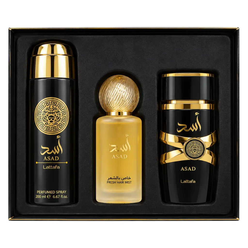 Set Lattafa Asad 3P Edp 100ml + Hair Mist 50ml + Perfume Spray 200ml