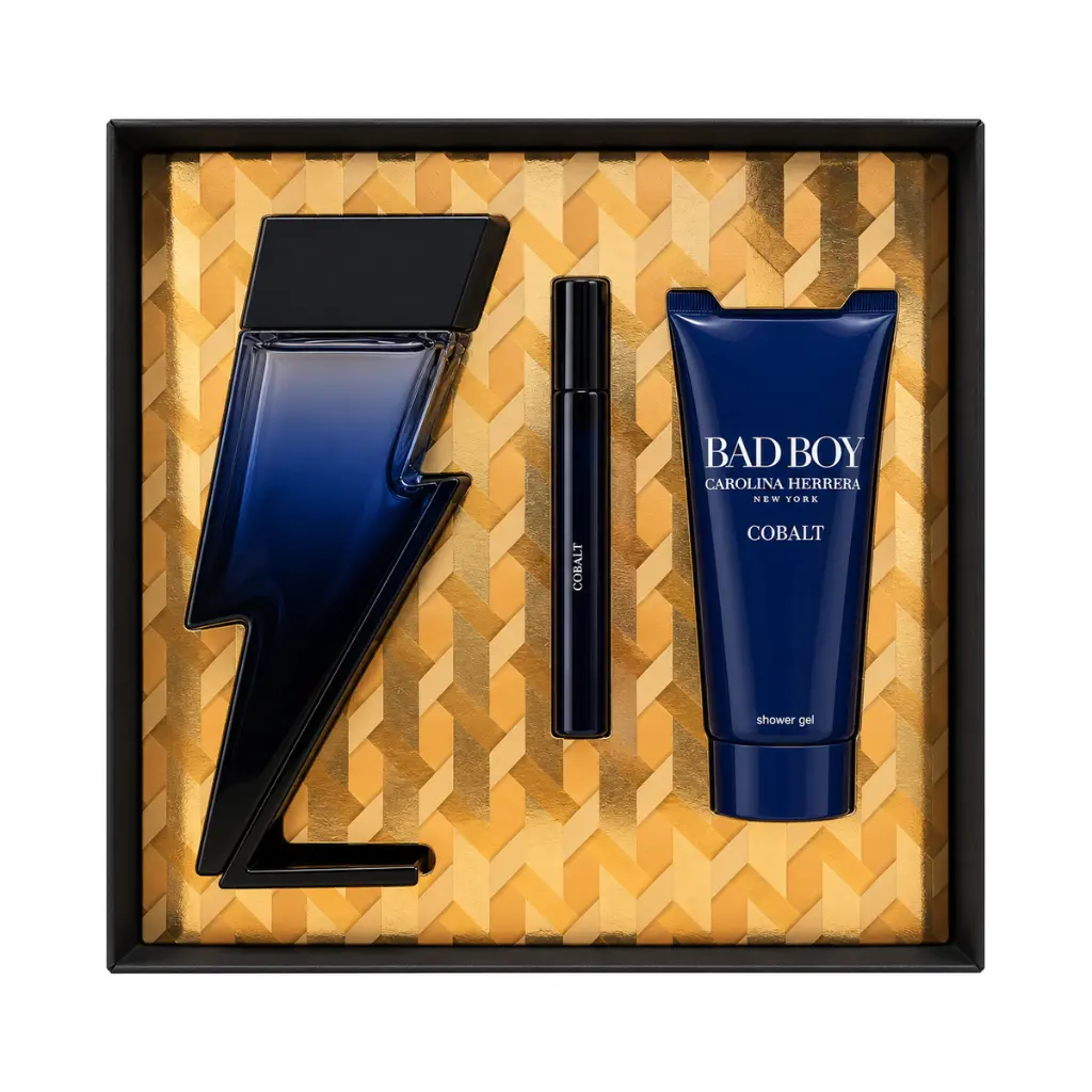 Set Carolina Herrera Bad Boy Cobalt 3P Edp Electrique 100ml + 10ml + Shower Gel 100ml 