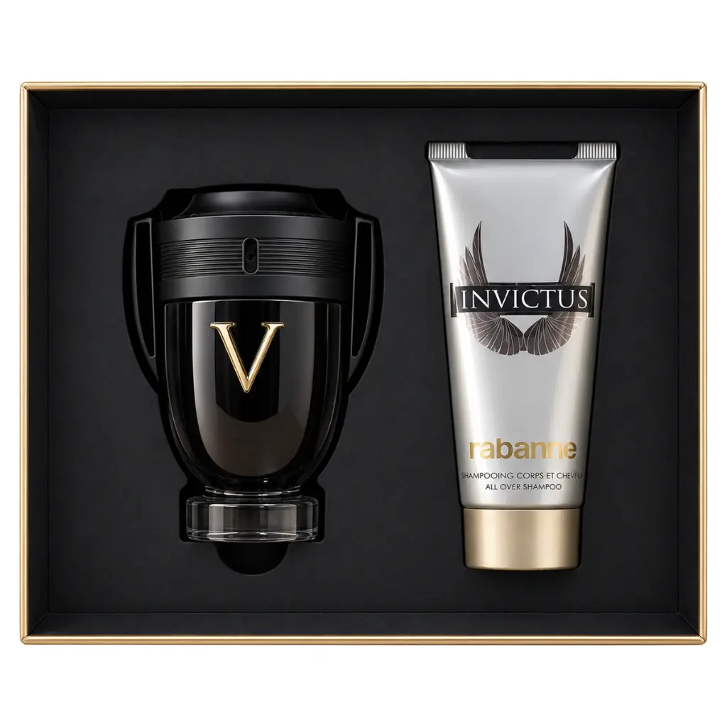 Set Paco Rabanne Invictus Victory 2P Edp Extreme 100 ml + Shampoo para Cuerpo y Cabello 100ml 