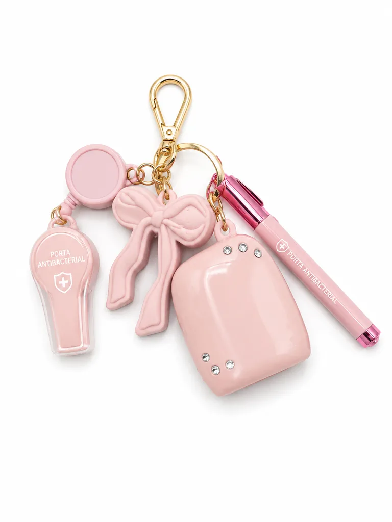 Porta Antibacterial Pink Keychain