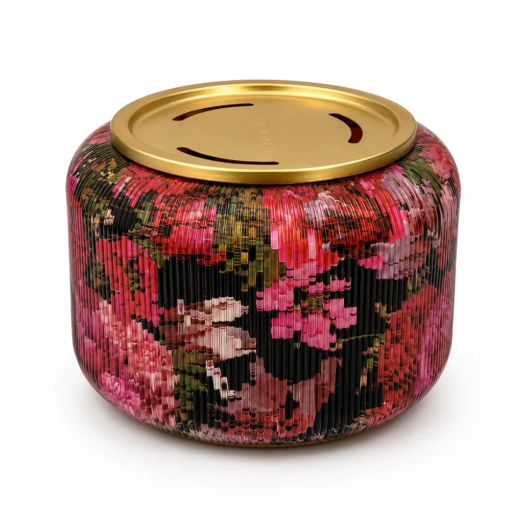 Porta Candela Floral Glass